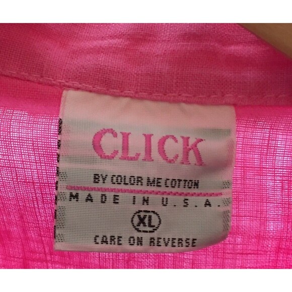Click CMC Top Women's Size XL Pink 3/4 Sleeve Button Up Color Me Cotton Linen - Picture 7 of 7